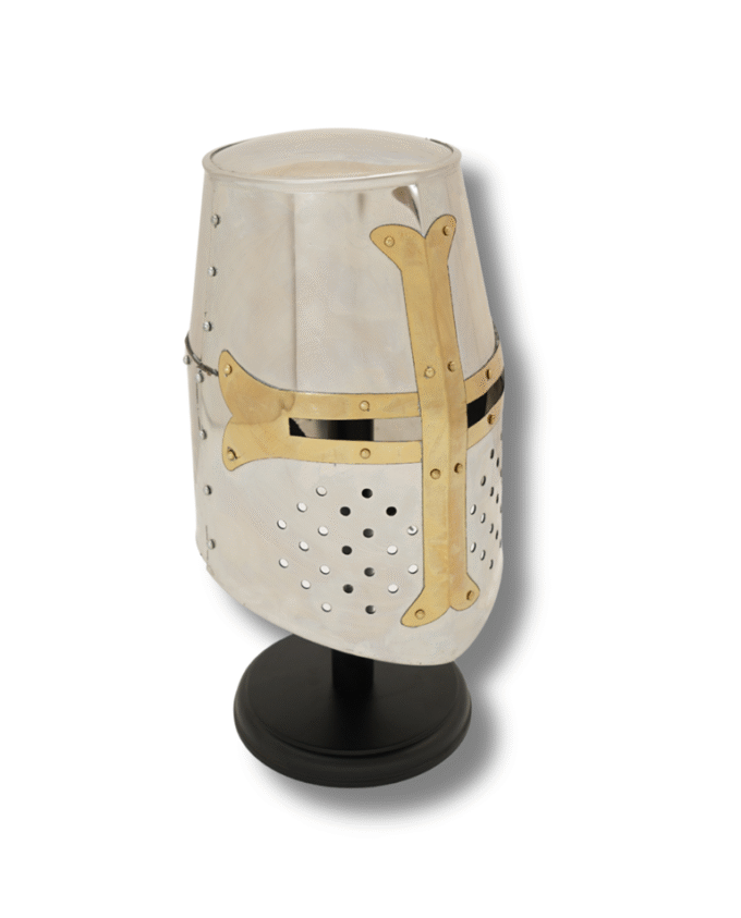 BRASS CRUSADER GREAT HELMET SILVER FINISH